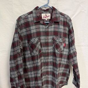 Button-Down Shirt - Gray & Burgundy